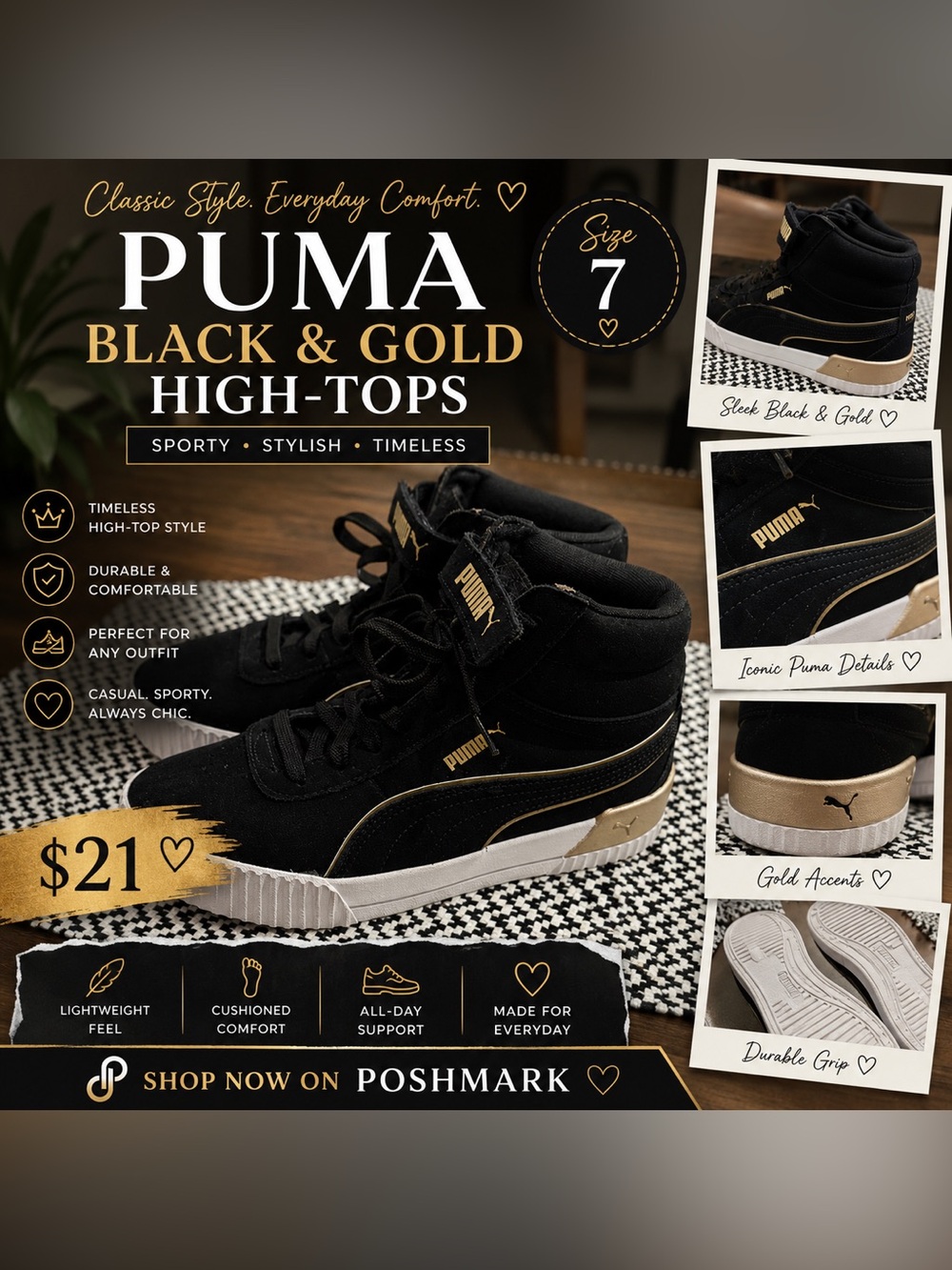 Puma Black and Gold High-Tops